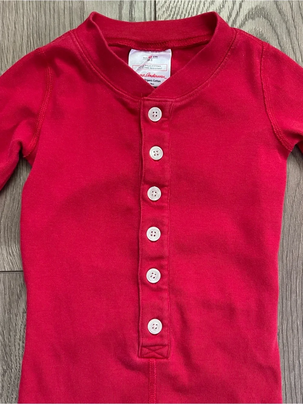 Hanna Andersson Red Organic Cotton Toddler Size 3 One Piece Union Suit Pajamas